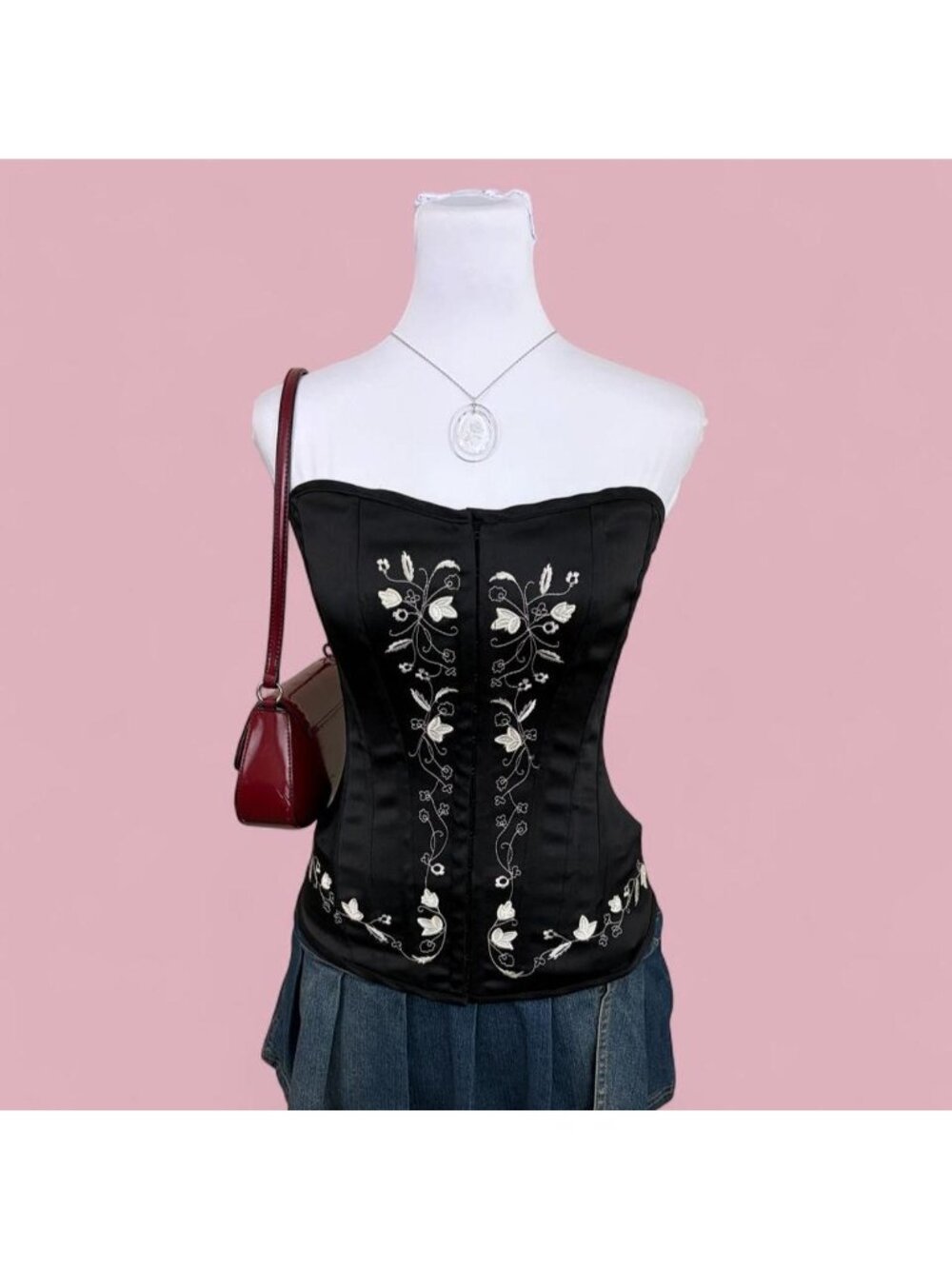 y2k floral whimsygoth corset top